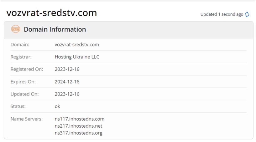 Vozvrat-Sredstv информация на сайте