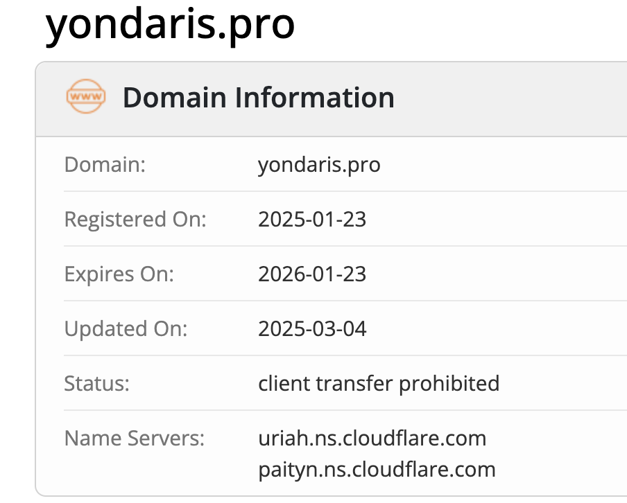 Yondaris Pro домен