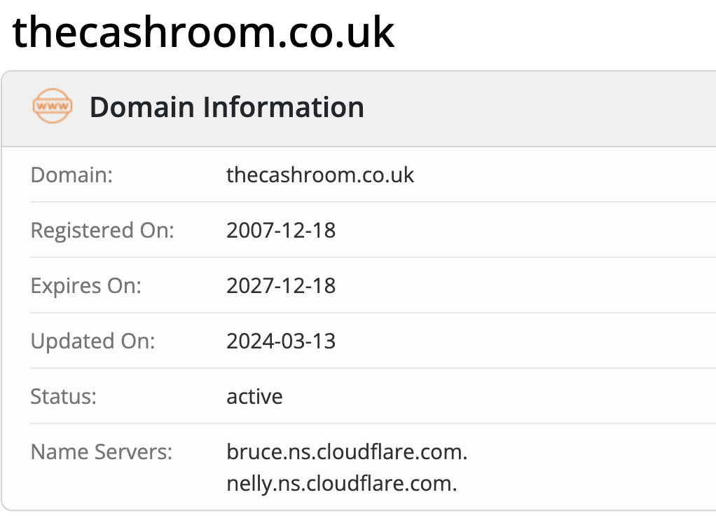 информация о домене cashroom