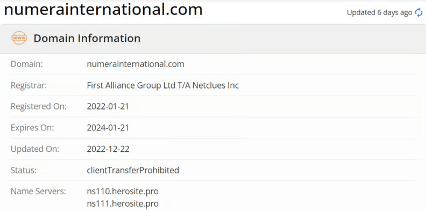 домен Numera International Limited
