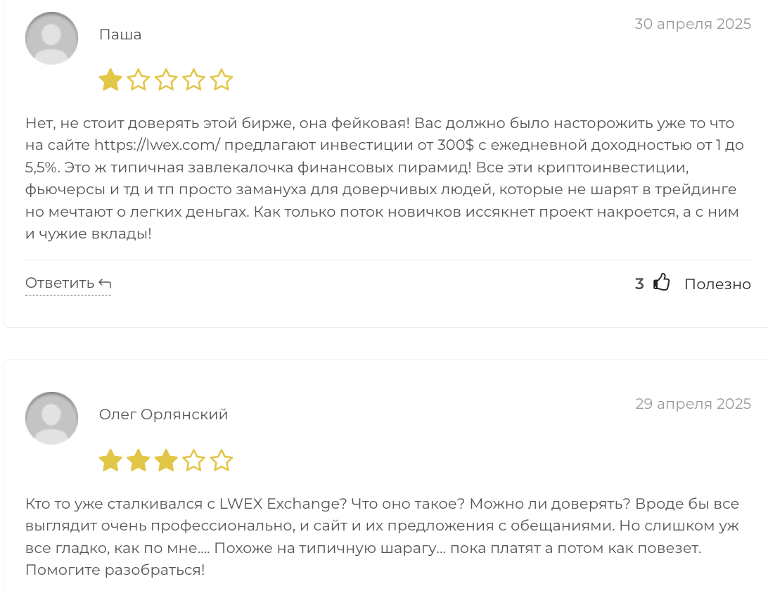 отзывы реальных клиентов LWEX