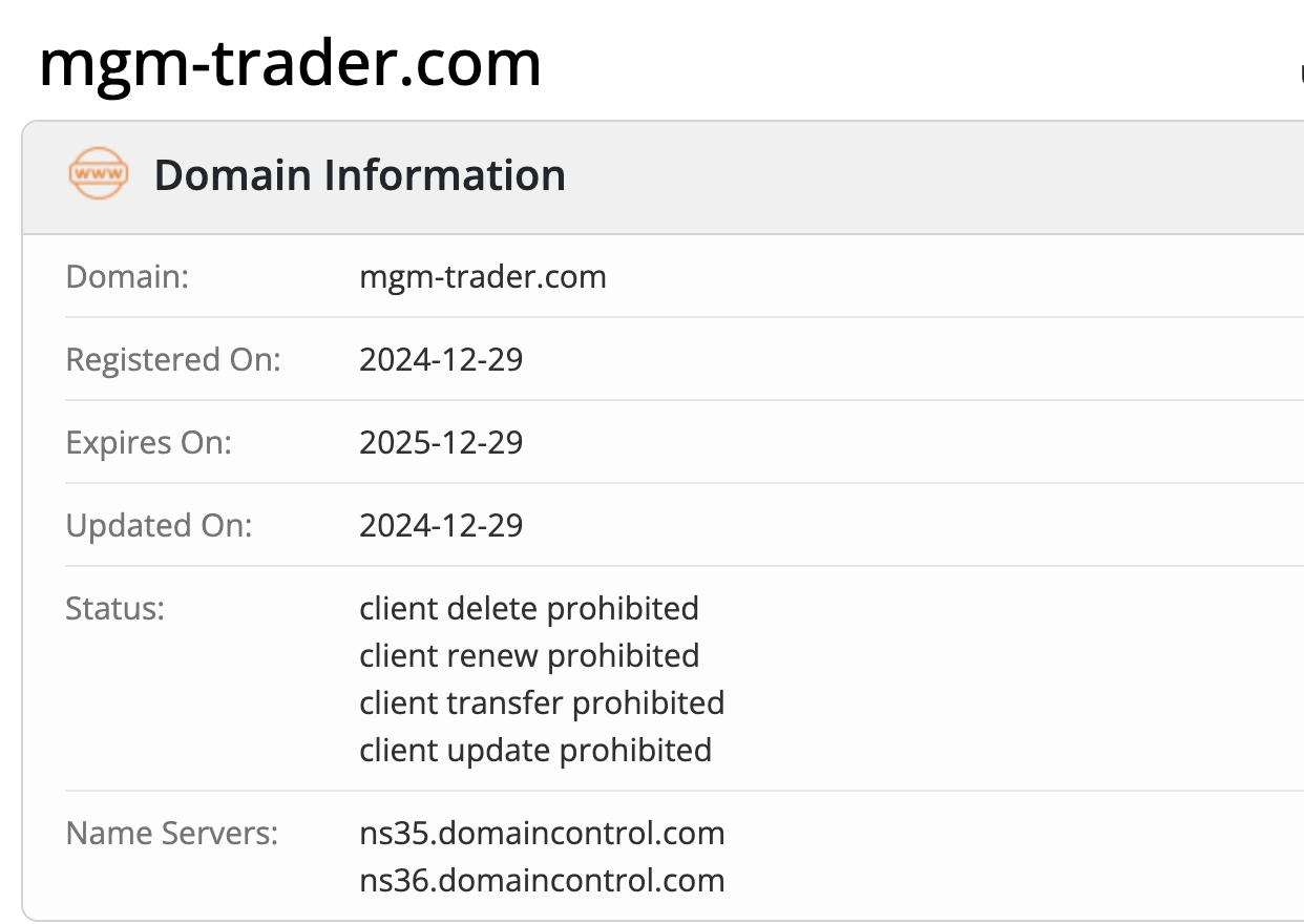MGM Trader LTD домен