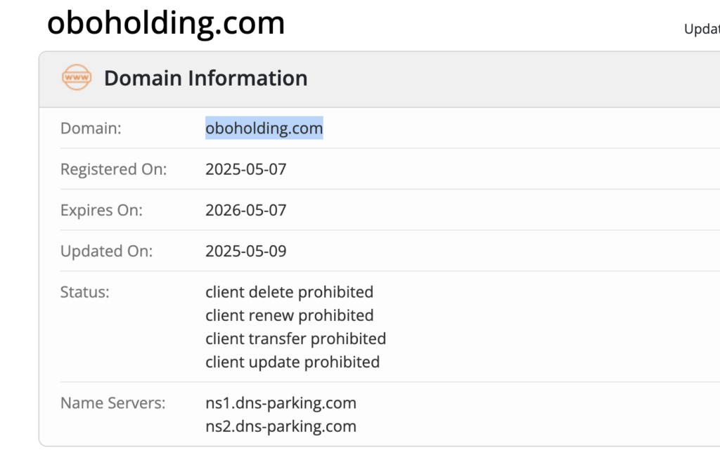 домен OBO Holding Ltd