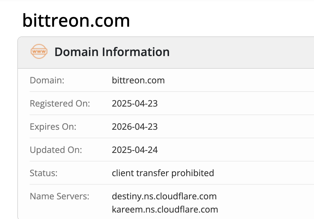 bittreon.com информация домена