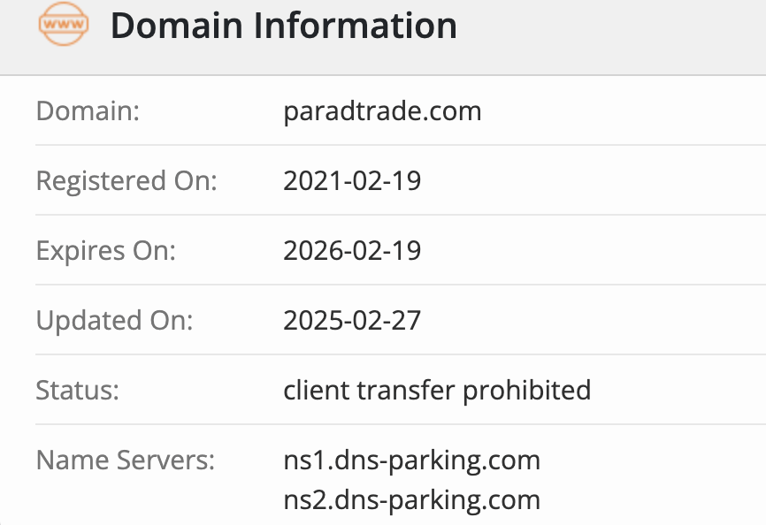 ParadTrade домен