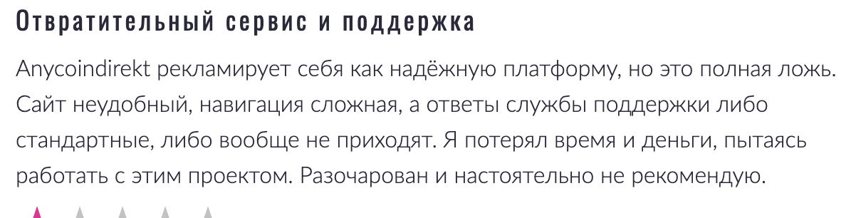 отзывы Anycoindirekt