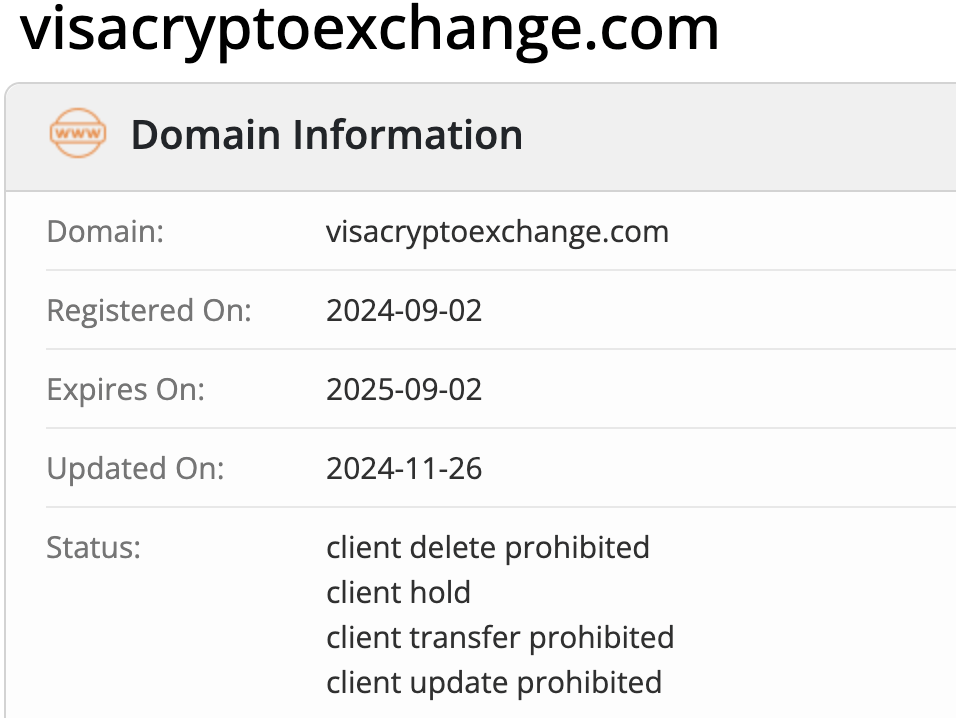 домен Visa Crypto Exchange