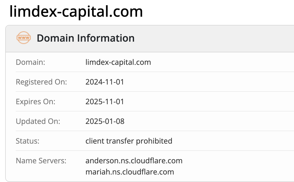 информация домена limdex-capital.com