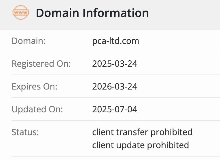 PCA Ltd домен