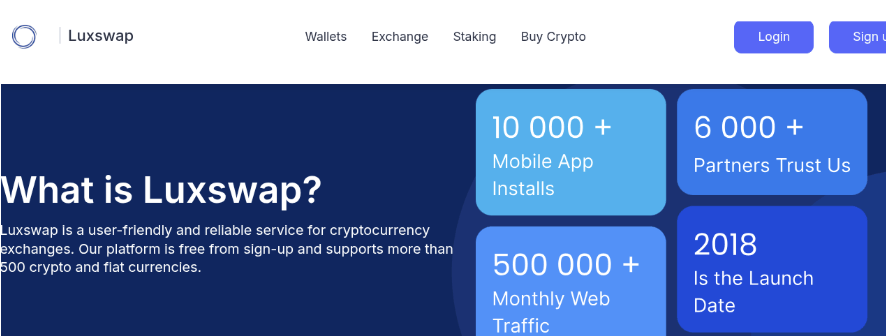 страница сайта Luxswap