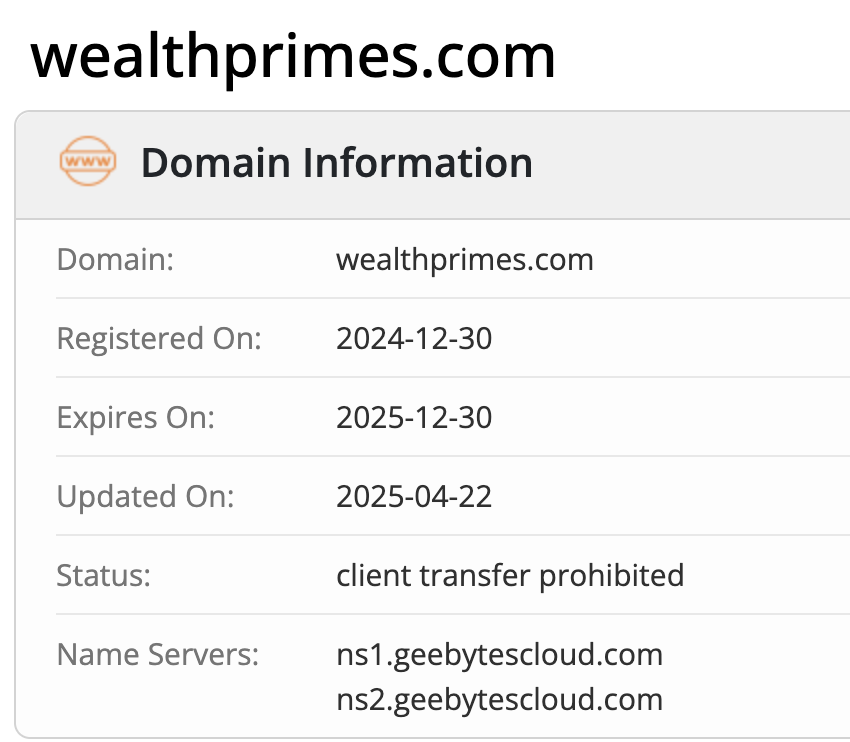 WealthPrimes Investment домен