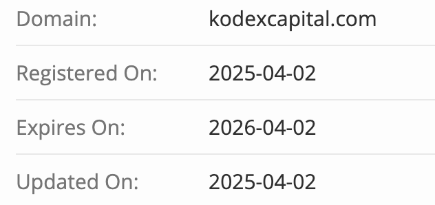 домен Kodex Capitals Plc