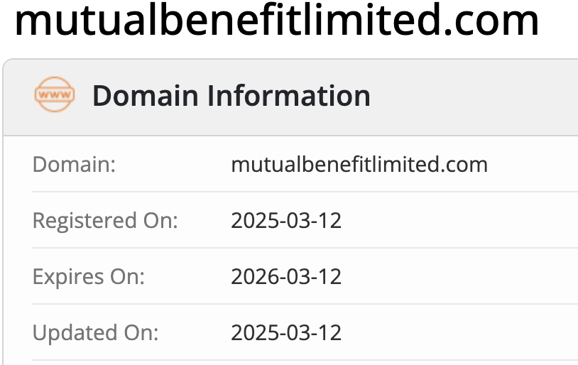 Mutual Benefit Limited домен