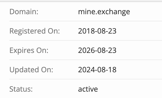 домен MINE.exchange