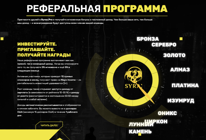 инфо о платформе Syrax