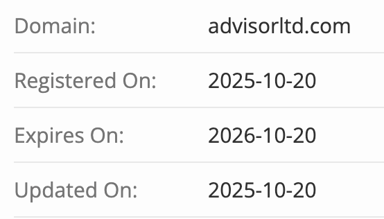 ADVISOR LTD домен