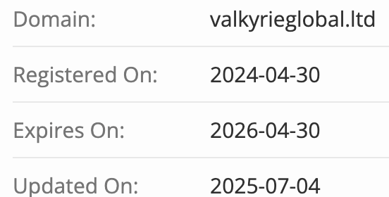 домен Valkyrie Global Ltd