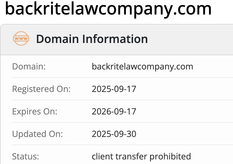 домен Backrite Law Company