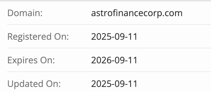 домен AstroFinanceCorp