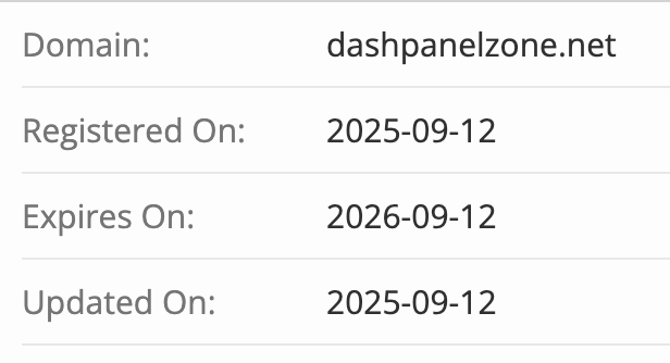 Dashpanel Zone домен